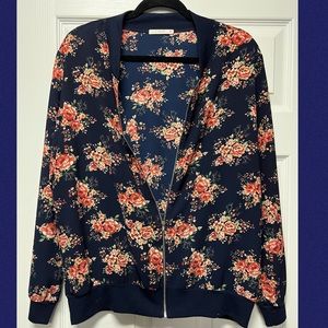 Lightweight floral bomber jacket